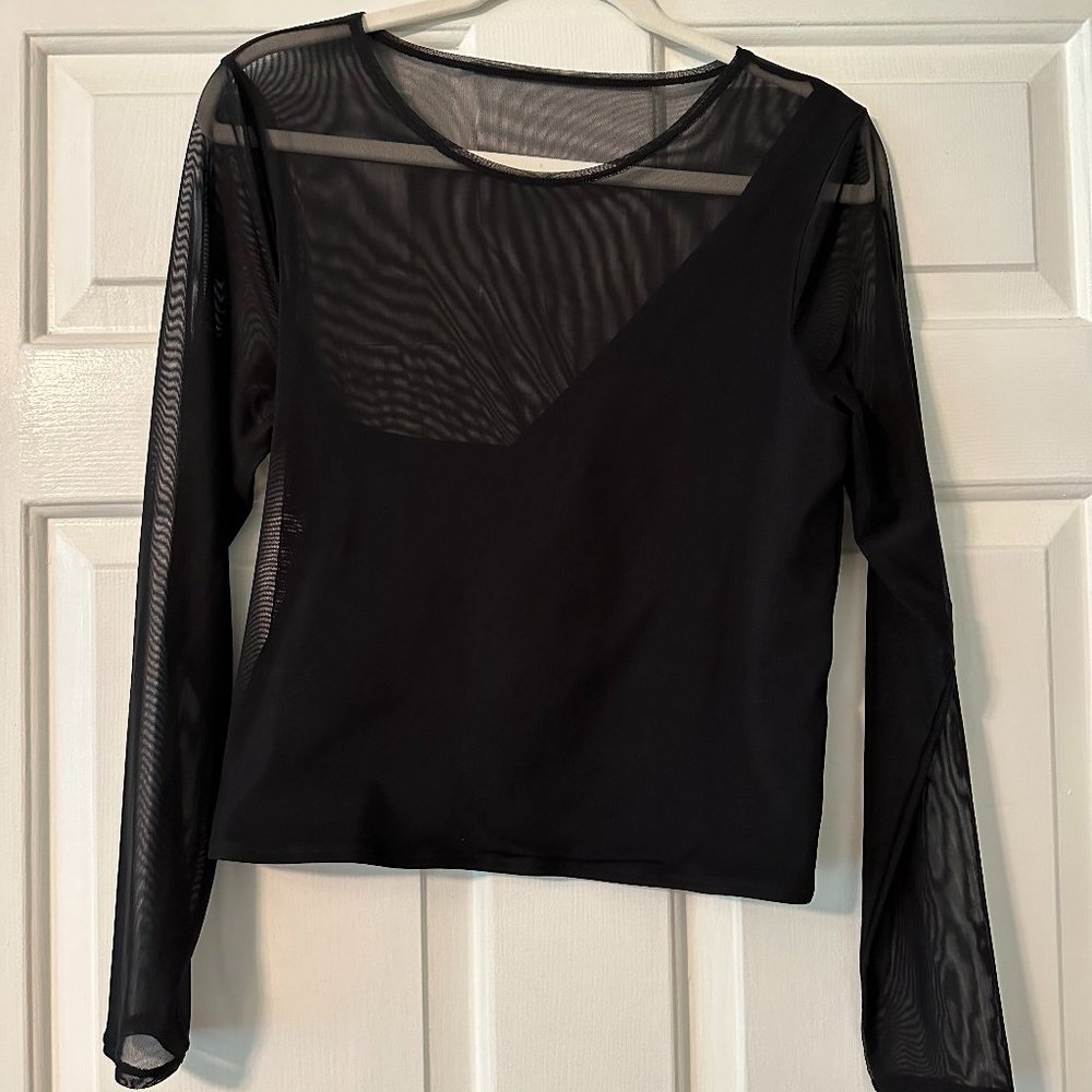 Abercrombie Long-Sleeve Asymmetrical Mesh Top